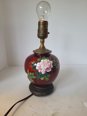 Vintage Japanese Chinoiserie Pigeonblood Red Lamp